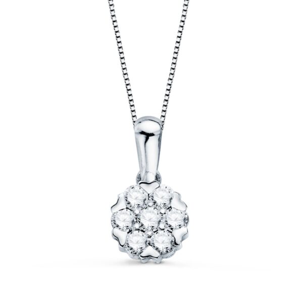 18K GARGANTILLA ORO BLANCO COLGANTE 7 MM DIAMANTES 0,300 QTS G-VS2 CADENA 42 3CM
