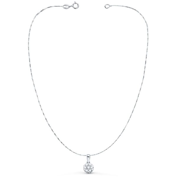 18K GARGANTILLA ORO BLANCO COLGANTE 7 MM DIAMANTES 0,300 QTS G-VS2 CADENA 42 3CM - Imagen 2