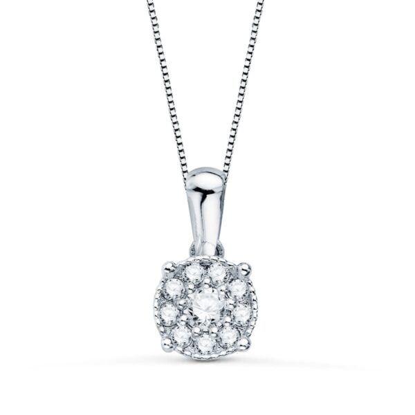 18K GARGANTILLA ORO BLANCO COLGANTE 6.5 MM DIAMANTES 0,182 QTS CADENA 42 3 CM VS2-G