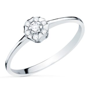 18K SORTIJA ORO BLANCO CON DIAMANTES CUAJO 5X5 MM 0.127 QTS.
