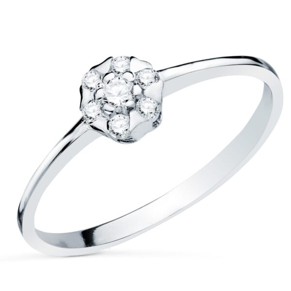 18K SORTIJA ORO BLANCO CON DIAMANTES CUAJO 5X5 MM 0.127 QTS.