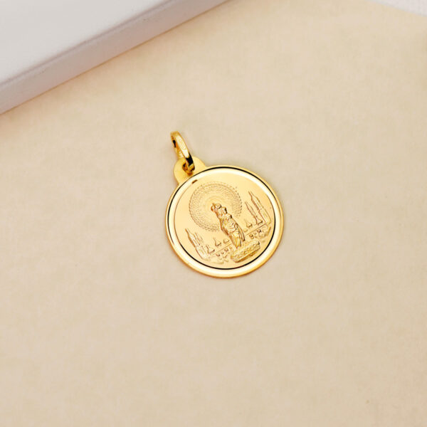 18K MEDALLA ORO AMARILLO VIRGEN DEL PILAR BISEL 20 MM - Imagen 2