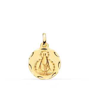 18K MEDALLA ORO AMARILLO VIRGEN DE LA CABEZA TALLADA 16 MM