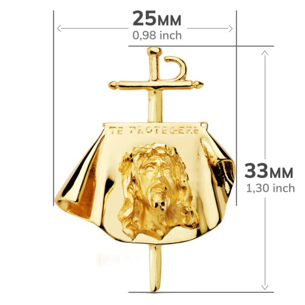 18K COLGANTE ORO AMARILLO CRISTO DE TOREROS 34X25 MM - Imagen 2