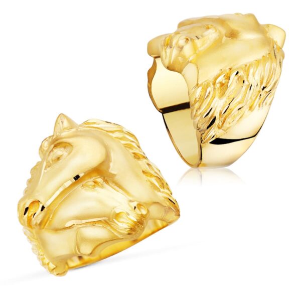 18K SELLO ORO AMARILLO MACIZO CABALLOS ENTRELAZADOS. ANCHO 28 MM - Imagen 2