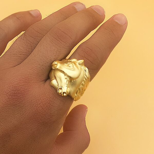 18K SELLO ORO AMARILLO MACIZO CABALLOS ENTRELAZADOS. ANCHO 28 MM - Imagen 3