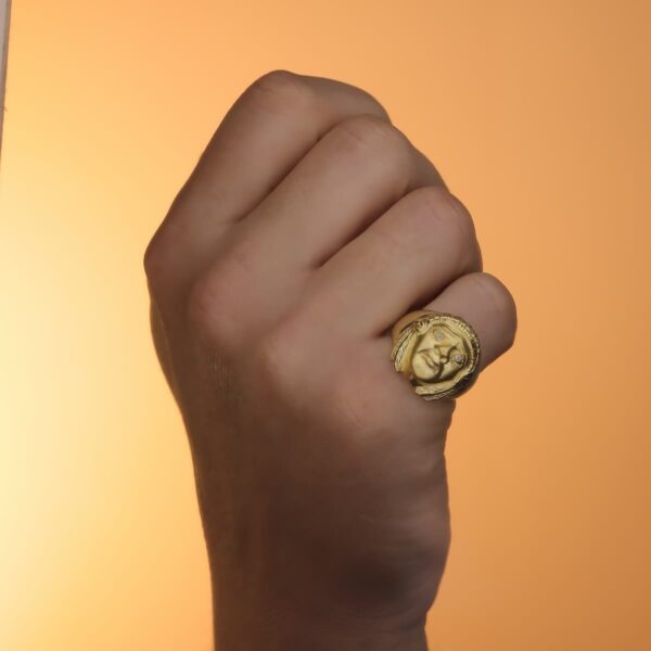 18K SELLO ORO AMARILLO INDIO AMERICANO ANCHO TOTAL 20 MM - Imagen 3