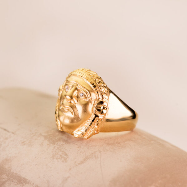 18K SELLO ORO AMARILLO INDIO AMERICANO ANCHO TOTAL 20 MM - Imagen 2