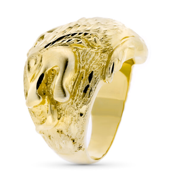 9K SELLO ORO AMARILLO CABALLERO TALLADO DRAGON ANCHO 22 MM - Imagen 2