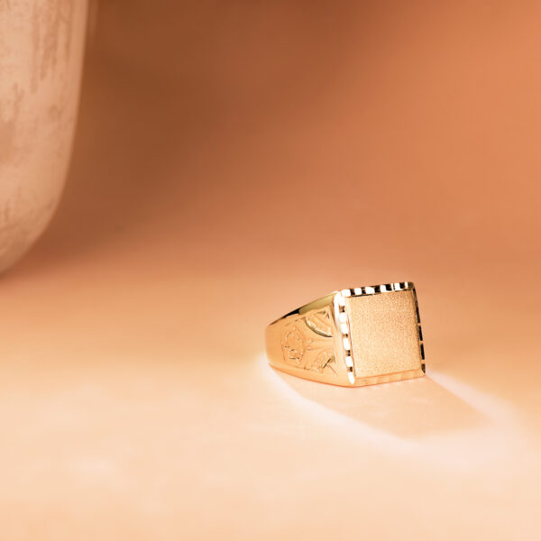 18K SELLO ORO AMARILLO CABALLERO MACIZO TALLADO. ZONA GRABADO 15X13 MM - Imagen 2