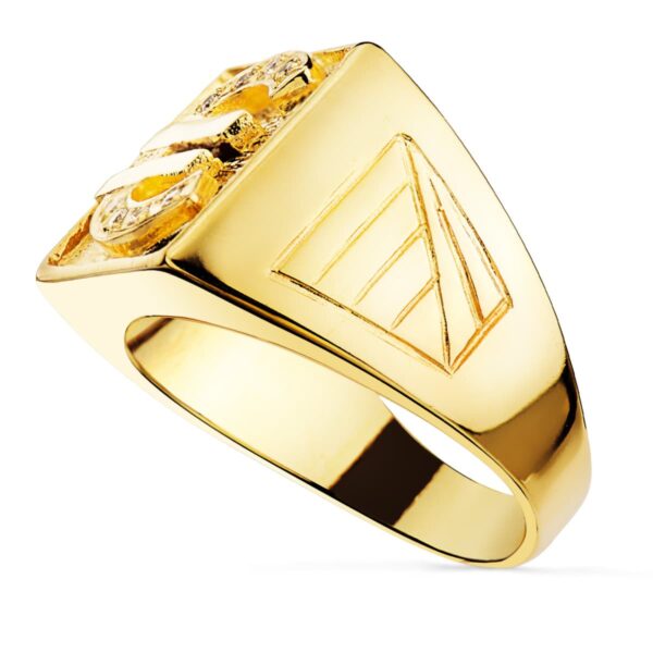18K SELLO ORO AMARILLO CABALLERO EURO CON CIRCONITA 16X16 MM - Imagen 2