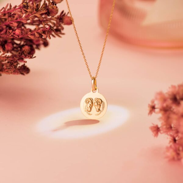 18K MEDALLA ORO AMARILLO HOROSCOPO ORO AMARILLO ORO AMARILLO ARIES MATIZADA 13 MM - Imagen 2