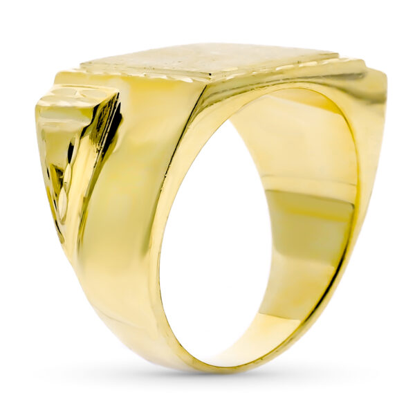 18K SELLO ORO AMARILLO CABALLERO MACIZO CUADRADO 12 X 14MM - Imagen 2