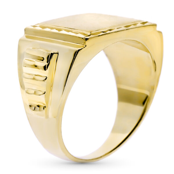 18K SELLO MACIZO CABALLERO ORO AMARILLO TALLADO CABEZA CUADRADA 20 X15 MM - Imagen 2