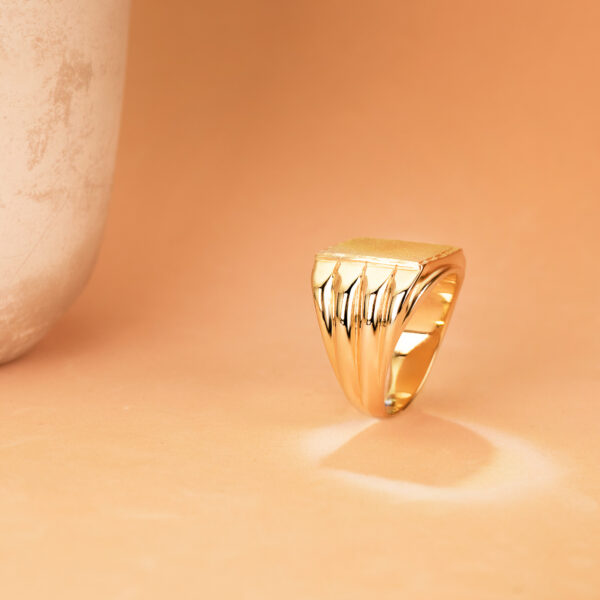 18K SELLO ORO AMARILLO CABALLERO MATE BRILLO TALLADO ZONA DE GRABACION 17X17 MM - Imagen 2