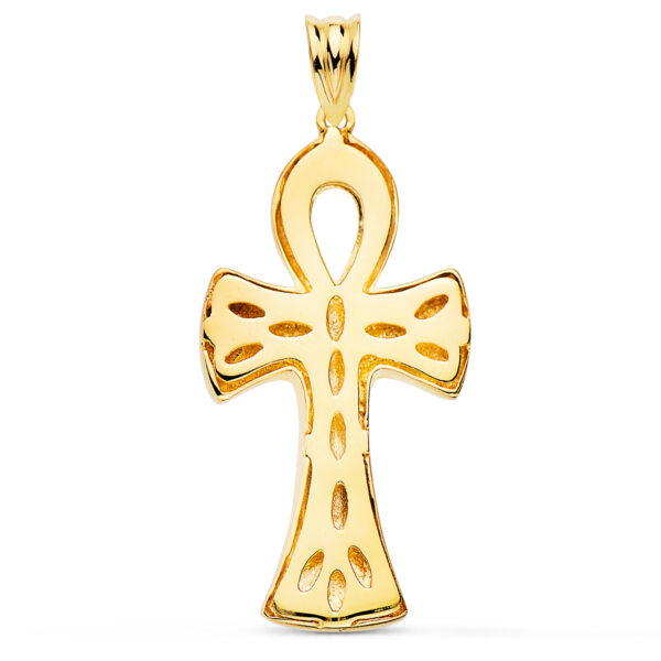 18K CRUZ DE LA VIDA EGIPCIA ORO AMARILLO BRILLO 34 X 18 MM - Imagen 2