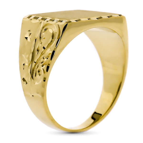 18K SELLO ORO AMARILLO CABALLERO MACIZO TALLADO ZONA GRABADO: 15X14 MM - Imagen 2