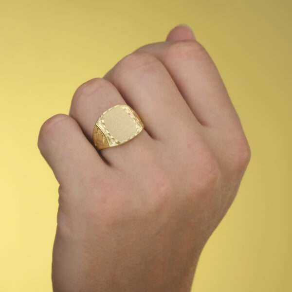 18K SELLO ORO AMARILLO CABALLERO MACIZO TALLADO ZONA GRABADO: 15X12 MM - Imagen 3