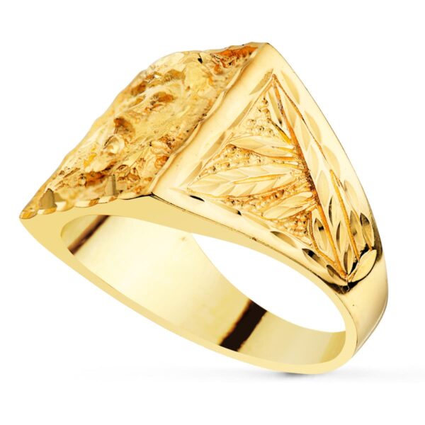 18K SELLO ORO AMARILLO MACIZO CAMARON TALLADO 16X18 MM - Imagen 2