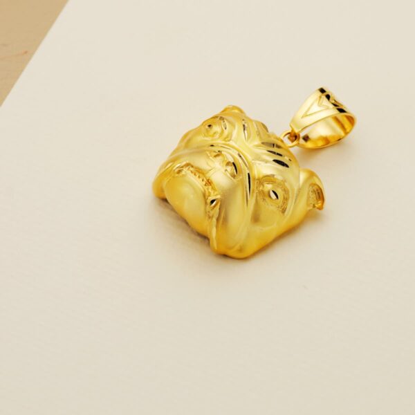 18K COLGANTE ORO AMARILLO CABEZA BULLDOG INGLES TALLADA 27X31 MM - Imagen 3