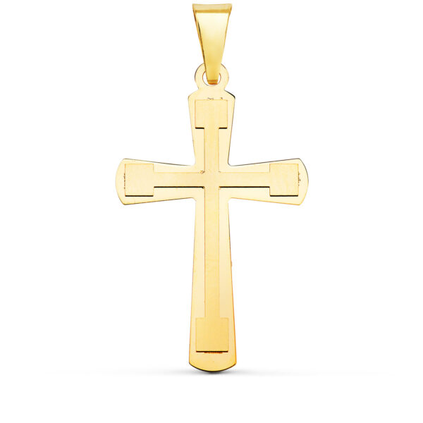 18K CRUZ ORO AMARILLO BRILLO Y MATE SIN CRISTO 33X20 MM