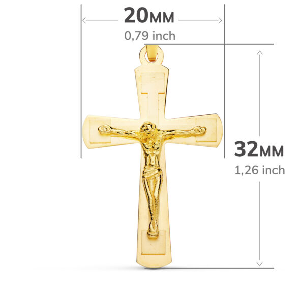 18K CRUZ ORO AMARILLO BRILLO Y MATE CON CRISTO 32X20 MM - Imagen 3