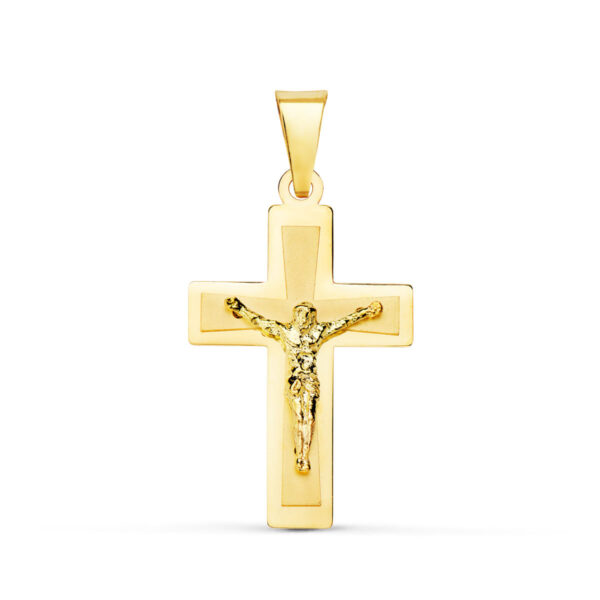 18K CRUZ ORO AMARILLO BRILLO CON CRISTO 25X17 MM