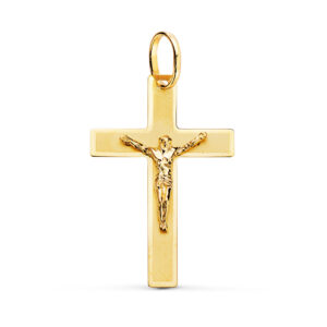 18K CRUZ ORO AMARILLO CON CRISTO MATIZADA 29X20 MM
