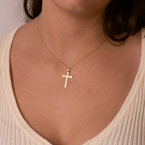 18K CRUZ ORO AMARILLO BRILLO Y MATE SIN CRISTO 25X16 MM - Imagen 2