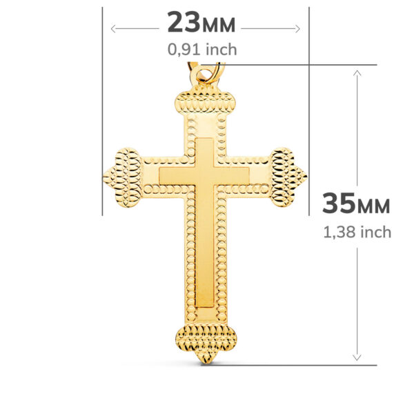 18K CRUZ ORO AMARILLO SIN CRISTO TALLADA 35X23 MM - Imagen 3