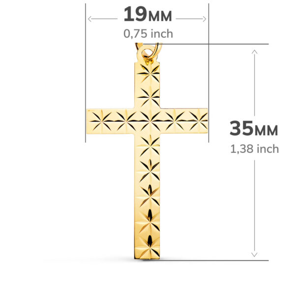 18K CRUZ ORO AMARILLO SIN CRISTO TALLADA 35X19 MM - Imagen 3