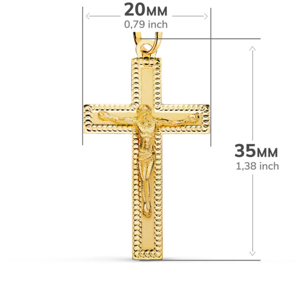 18K CRUZ ORO AMARILLO CON CRISTO TALLADA 35X20 MM - Imagen 3