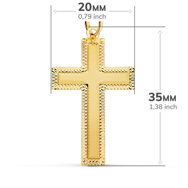 18K CRUZ ORO AMARILLO SIN CRISTO TALLADA 35X20 MM - Imagen 3