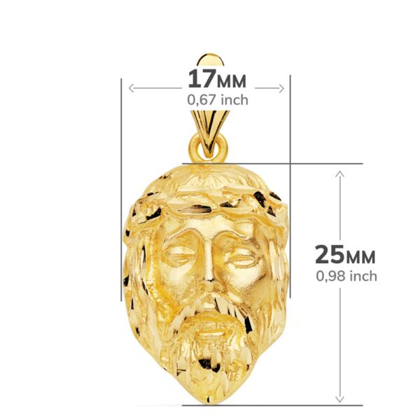 18K COLGANTE ORO AMARILLO CABEZA DE CRISTO 25X17 MM - Imagen 3