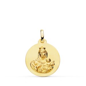 18K MEDALLA ORO AMARILLO VIRGEN DEL CARMEN LISA 16 MM
