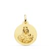 18K MEDALLA ORO AMARILLO VIRGEN DEL CARMEN LISA MATIZADA 20 MM