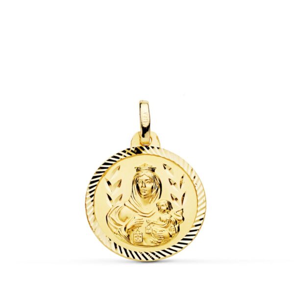 18K ESCAPULARIO ORO AMARILLO HELICE VIRGEN DEL CARMEN CORAZON DE JESUS 18 MM - Imagen 3