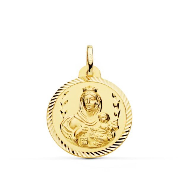 18K ESCAPULARIO ORO AMARILLO HELICE VIRGEN DEL CARMEN Y CORAZON DE JESUS. 22 MM - Imagen 3
