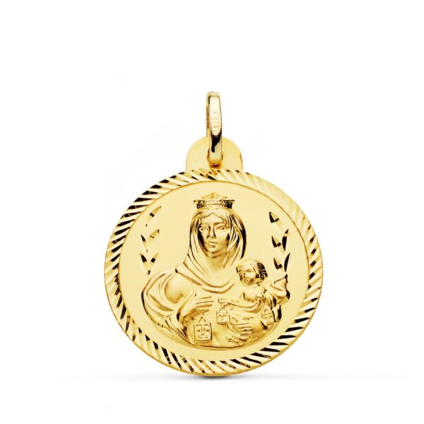 18K ESCAPULARIO ORO AMARILLO HELICE VIRGEN CARMEN Y CORAZON DE JESUS 24 MM - Imagen 3