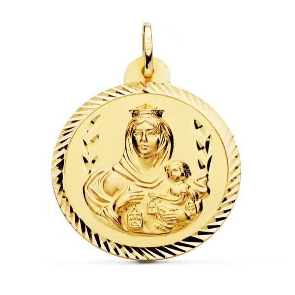 18K ESCAPULARIO ORO AMARILLO HELICE VIRGEN CARMEN Y CORAZON DE JESUS 30 MM - Imagen 3