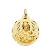 18K ESCAPULARIO ORO AMARILLO TALLADO VIRGEN DEL CARMEN Y CORAZON DE JESUS 26 MM - Imagen 3