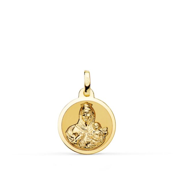 18K ESCAPULARIO ORO AMARILLO ORO AMARILLO BRILLO VIRGEN DEL CARMEN Y CORAZON DE JESUS 14 MM - Imagen 3