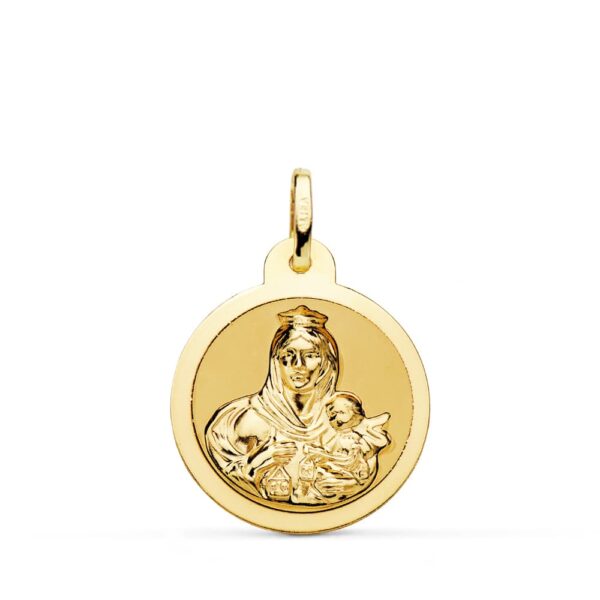 18K ESCAPULARIO ORO AMARILLO ORO AMARILLO BRILLO VIRGEN DEL CARMEN Y CORAZON DE JESUS 20 MM - Imagen 3