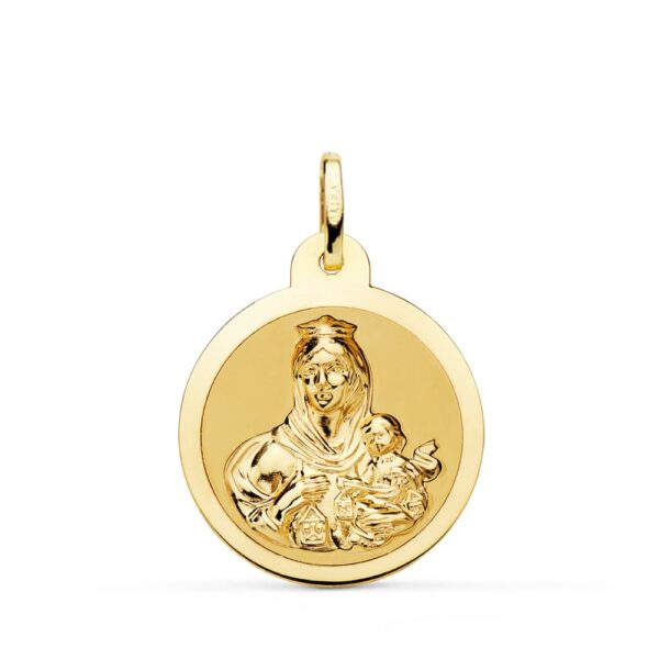 18K ESCAPULARIO ORO AMARILLO ORO AMARILLO BRILLO VIRGEN DEL CARMEN Y CORAZON DE JESUS 22 MM - Imagen 3