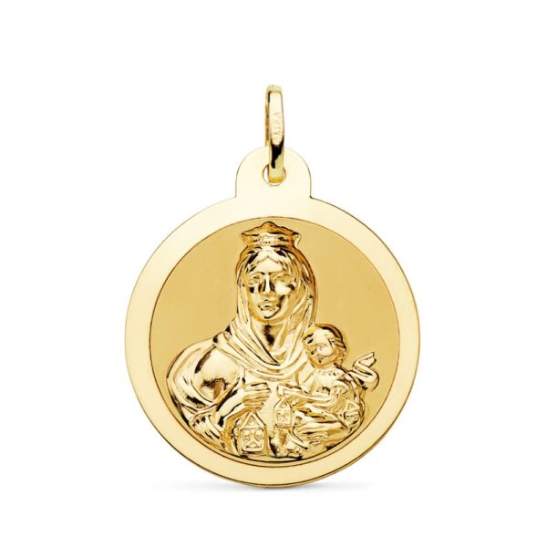 18K ESCAPULARIO ORO AMARILLO ORO AMARILLO BRILLO VIRGEN DEL CARMEN Y CORAZON DE JESUS 26 MM - Imagen 3