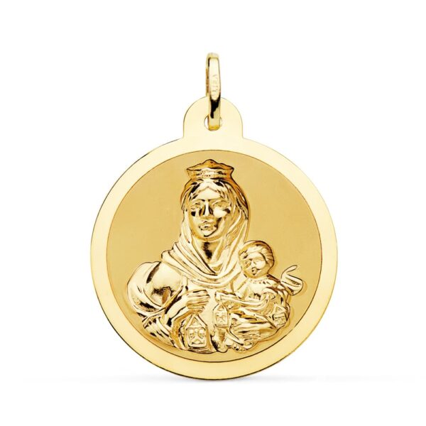 18K ESCAPULARIO ORO AMARILLO ORO AMARILLO BRILLO VIRGEN DEL CARMEN Y CORAZON DE JESUS 28 MM - Imagen 3