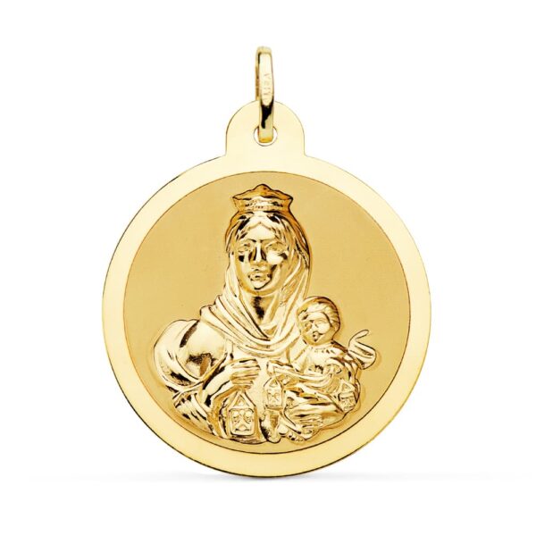 18K ESCAPULARIO ORO AMARILLO ORO AMARILLO BRILLO VIRGEN DEL CARMEN Y CORAZON DE JESUS 30 MM - Imagen 3