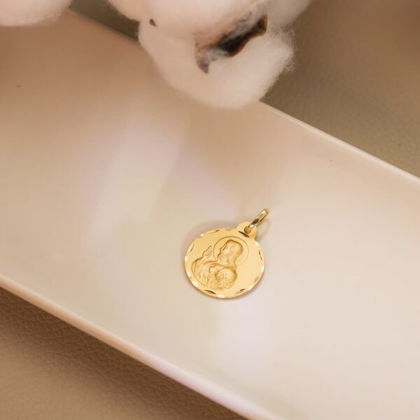 18K MEDALLA ORO AMARILLO CRISTO SAGRADO CORAZON DE JESUS TALLADA 20 MM - Imagen 2