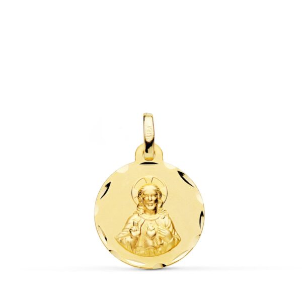 18K ESCAPULARIO ORO AMARILLO CORAZON DE JESUS Y VIRGEN DEL CARMEN ORO AMARILLO TALLADO 16 MM - Imagen 3