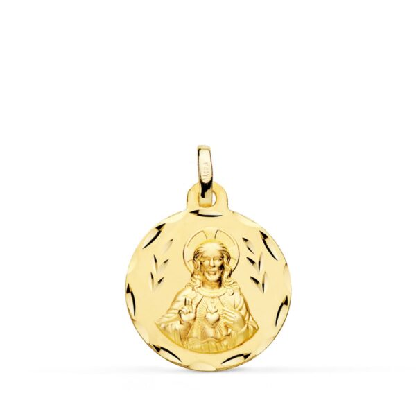 18K ESCAPULARIO ORO AMARILLO CORAZON DE JESUS Y VIRGEN DEL CARMEN TALLADO ORO AMARILLO 18 MM - Imagen 3